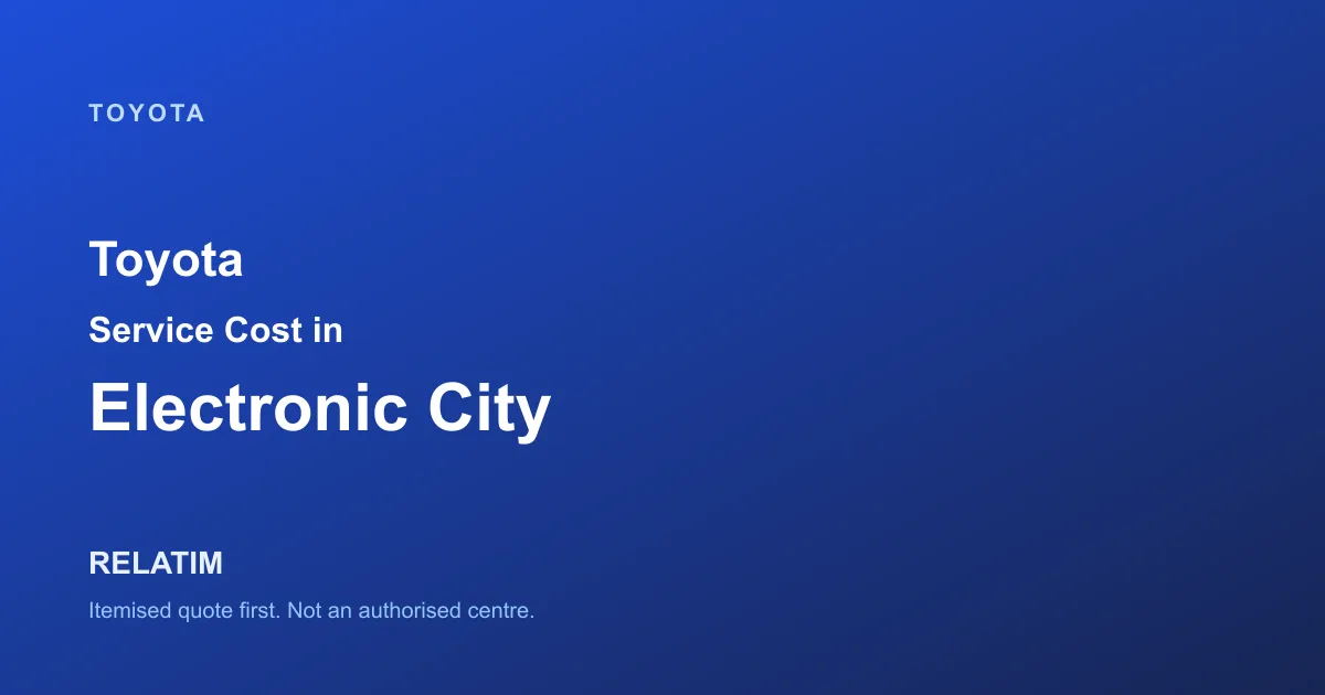 Toyota Service Cost in Electronic City, Bangalore